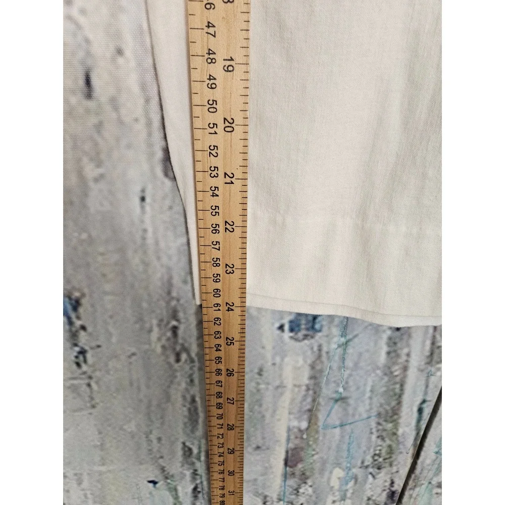 Banana Republic Rowan Wide Leg Pants 2 White Linen Blend Tie Waist High Rise